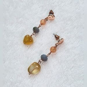 Elegant Rose Gold Multi-Color Beaded Drop Earrings for Pierced Ears | Boho